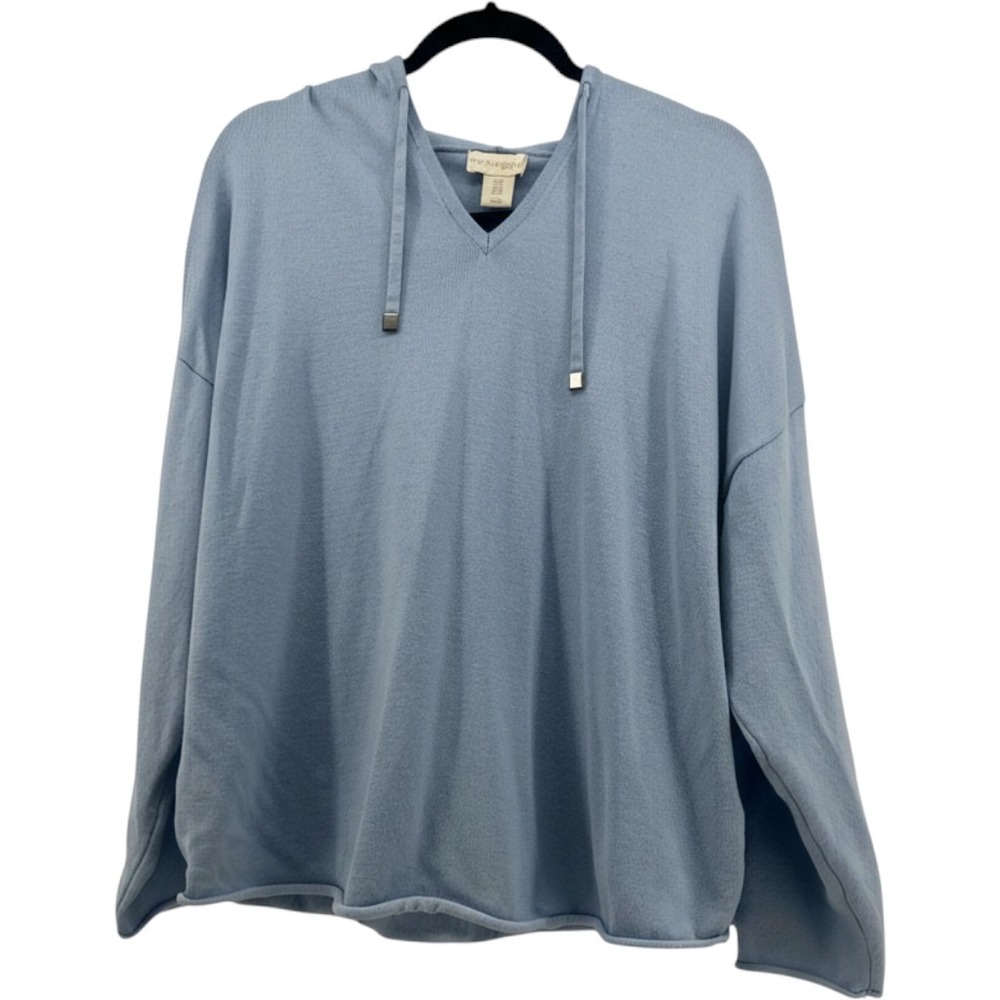 Softcore Cynthia Rowley Women 1X Blue Knit V-Neck Long Sleeve Pullover Hoodie